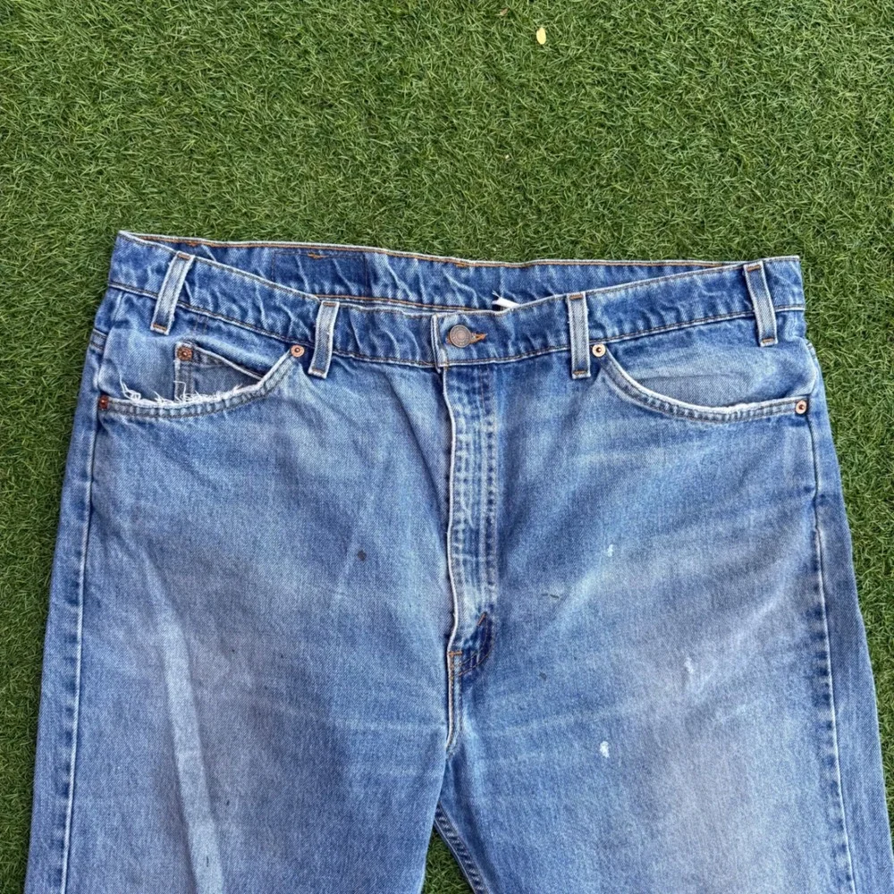 Vtg Levis 505 Orange Tab‎ Jeans Mens 40x30 Blue Light Wash Distressed USA Made